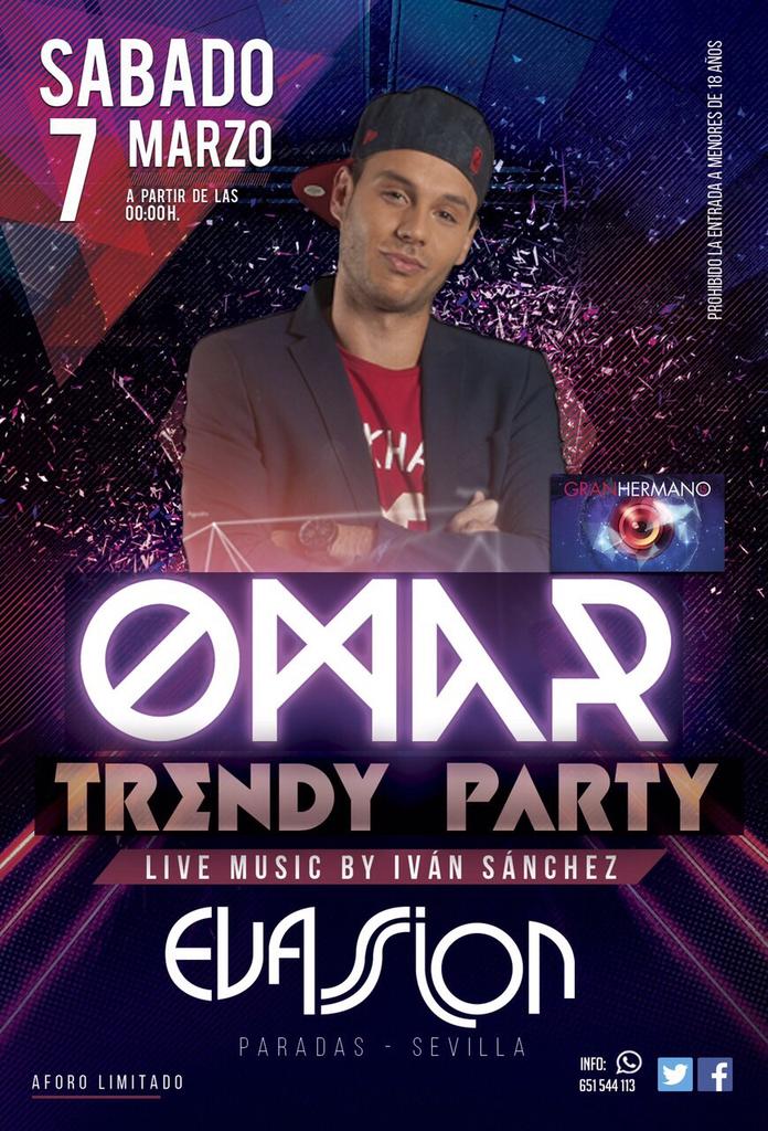SalaEvassion's tweet photo. ESTE SÁBADO CON NOSOTROS..

¡¡OMAR DE GH15!!

Ven a conocerlo!!

Te esperamos!

Rt http://t.co/QQXZekaSqn