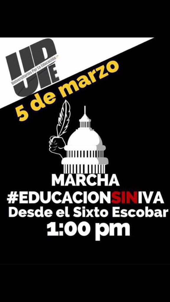 KevinORomero's tweet photo. 🚨🚨UNIVERSITARIOS🚨🚨

La UPR llama a la manifestación EN CONTRA del IVA. Se unirán a la marcha mañana. 

TODOS UNIDOS. http://t.co/zbd1QzX8DJ