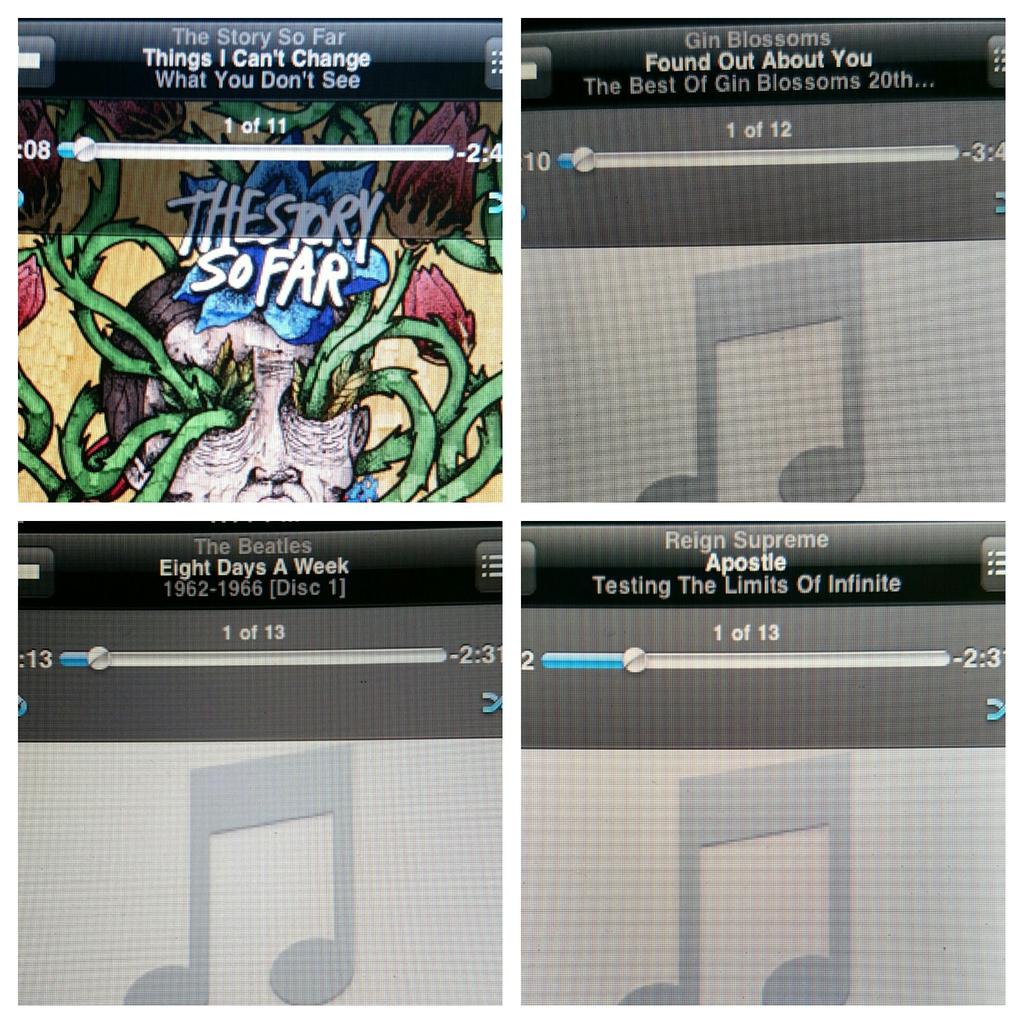 RobertSwaim's tweet photo. My #playlist today. My iPod is getting a work out! #thestorysofar #ginblossoms #thebeatles #reignsupreme http://t.co/P7LecK0IjB