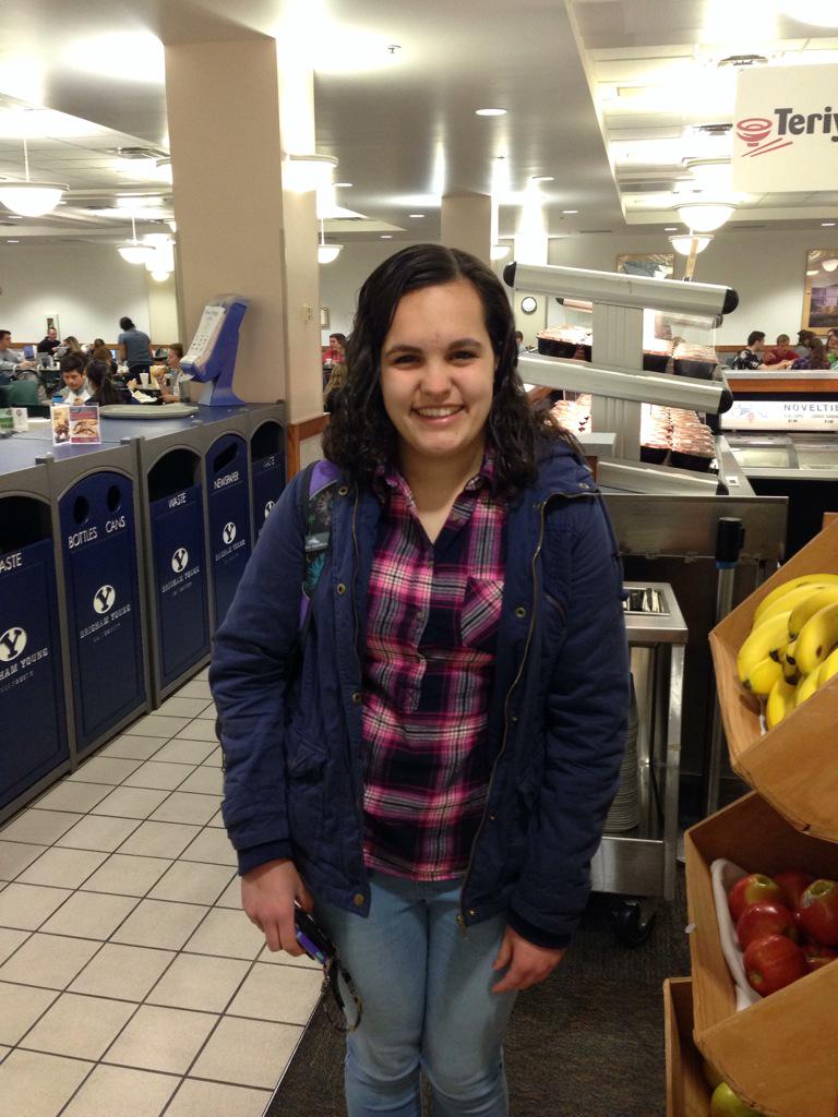 nordyjm's tweet image. BYU freshman Chelsea from Virginia "My favorite thing about BYU is the people all have the same standards." #COMMS321