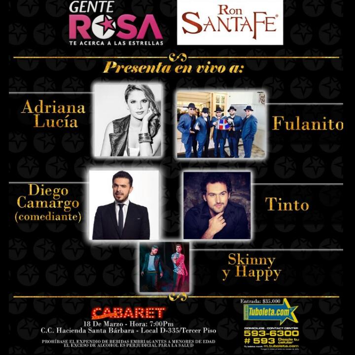 TintoFanaticos's tweet photo. Bogota!  PRÓXIMO 18 de marzo @TintoMusic en vivo con @genterosacol ! Los esperamos! CC.HACIENDA SANTABARBARA http://t.co/5KRJ0zNoZ9