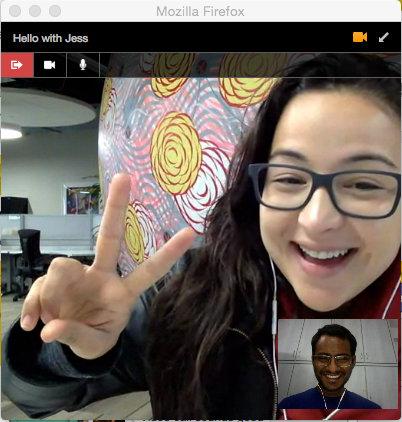 vineelreddy's tweet image. Hello time with @JessCSR :) #FirefoxHello