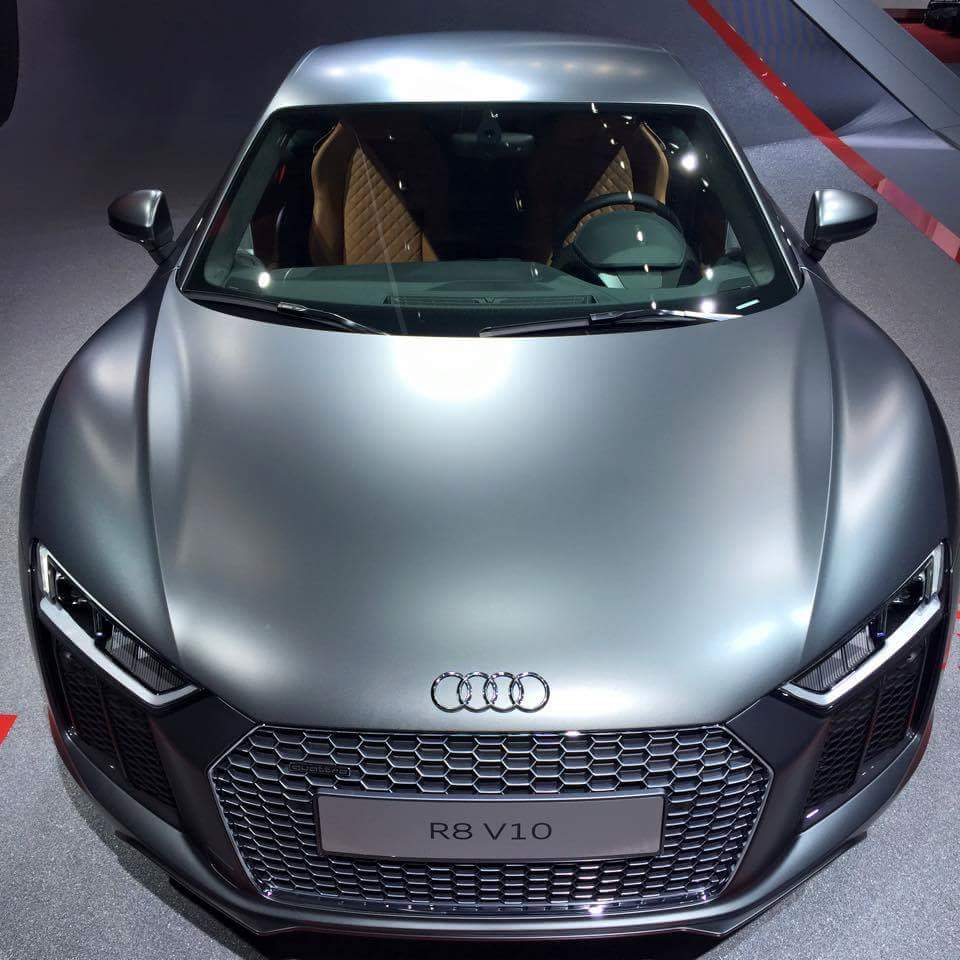 AudiBloem's tweet photo. The all new R8 V10 at the Geneva motorshow. http://t.co/tfKMT04RUA