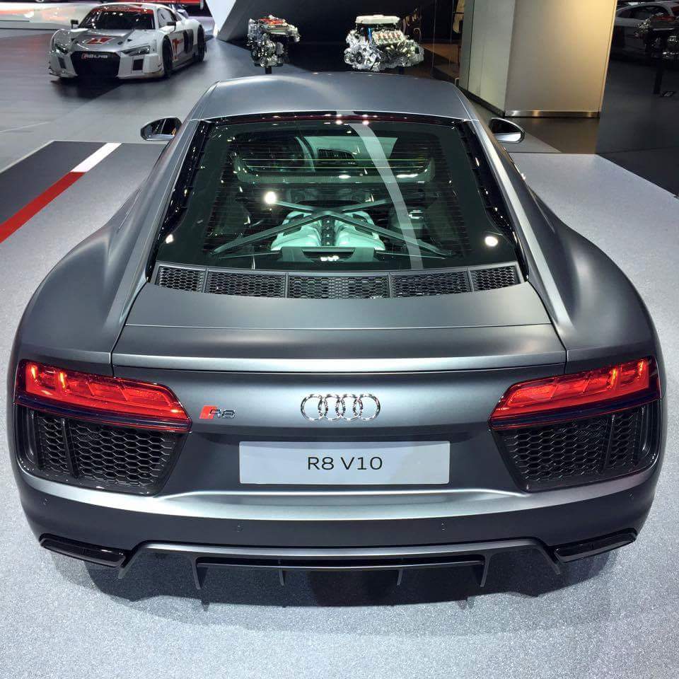 AudiBloem's tweet photo. The all new R8 V10 at the Geneva motorshow. http://t.co/tfKMT04RUA
