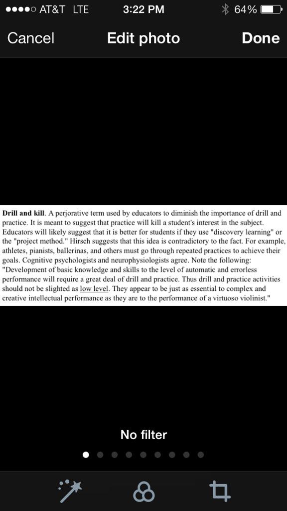 rrm402's tweet image. #WhatImLearning:Terms like #TestPrep &amp;amp; #DrillandKill take on diff meanings. Not necess. negative; practice=important.
