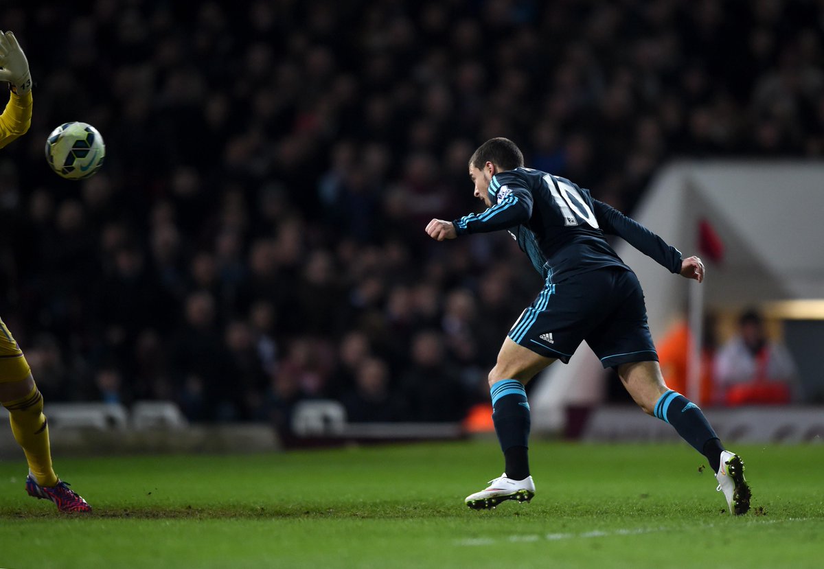 Eden Hazard scoring his 10th league goal of the season... #CFC