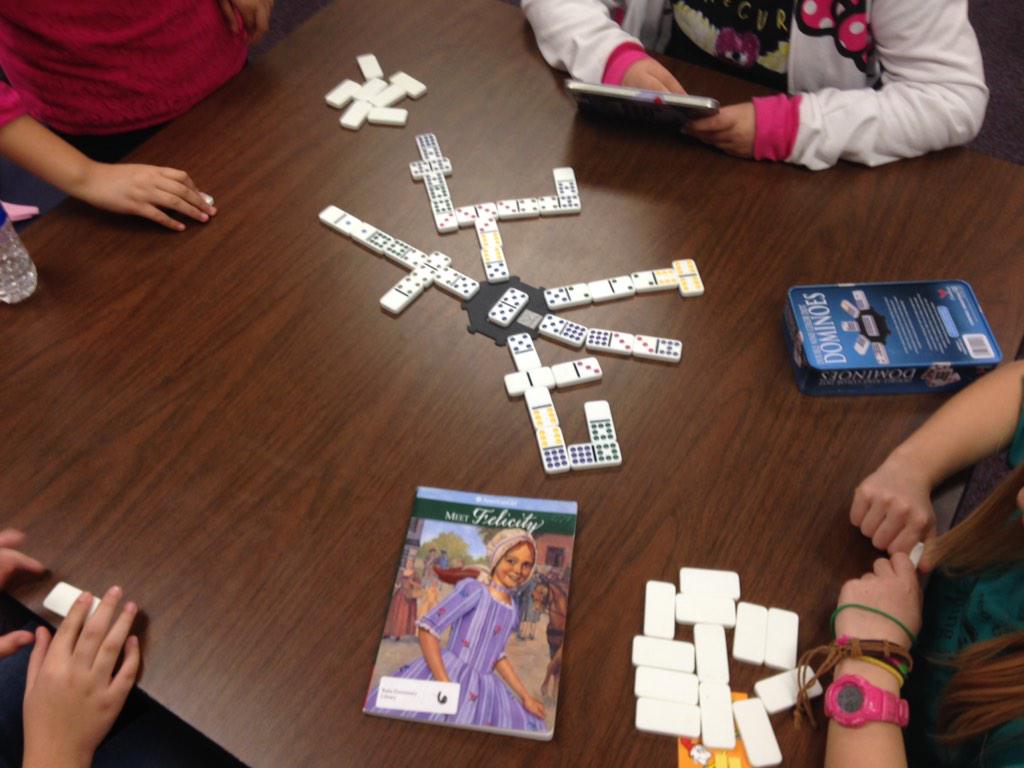 rabalibrary's tweet photo. Playing dominoes like Felicity with #americangirlbookclub #1774 @NisdRaba @nisd105 http://t.co/qvTYDvZR05
