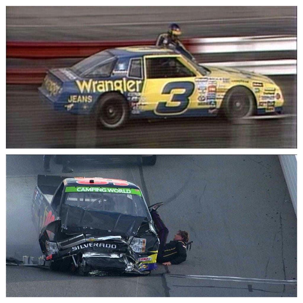 nascarcasm's tweet photo. A current driver tries and fails to match the bad-assedness of Dale Sr. But good effort, Bryan Silas. #IAmDale http://t.co/sIFcQDD9V2
