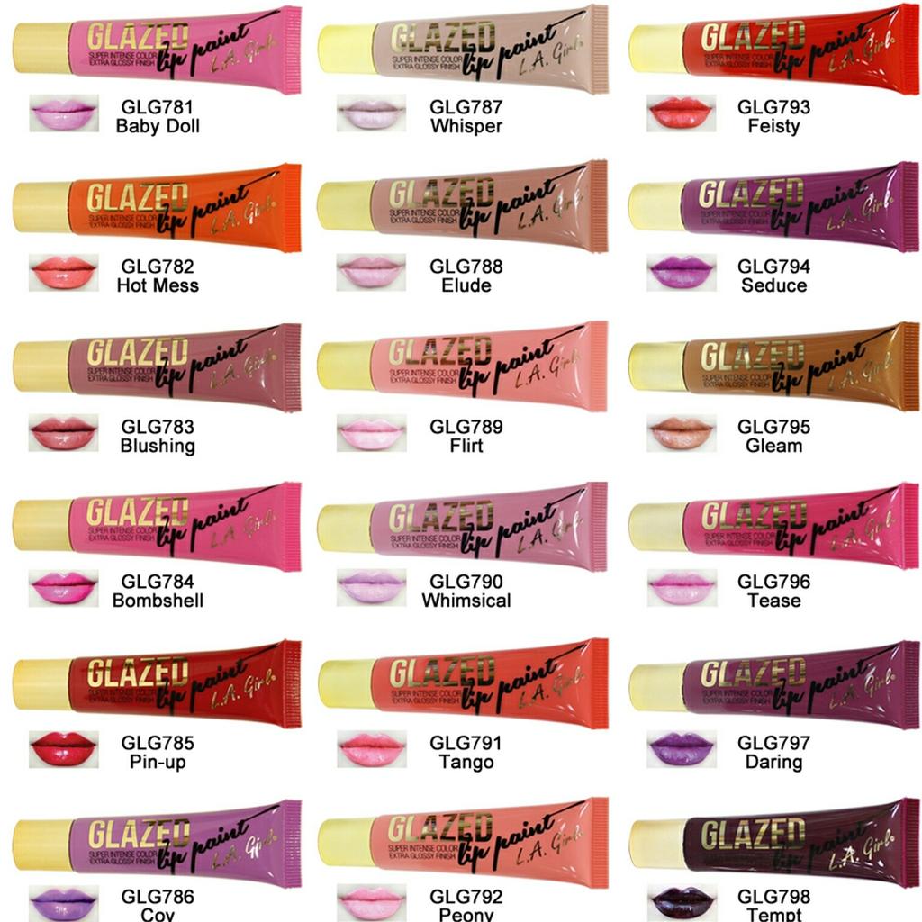 ladylalalashes.com  LA Girl Cosmetics 
Glazed Lip Paints  $6