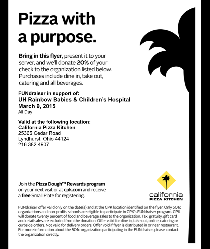 RainbowRunCLE's tweet photo. Please go to @calpizzakitchen March 9th with this flyer and 20% of your sale will be donated to the Rainbow Run! http://t.co/I6buv7McAK