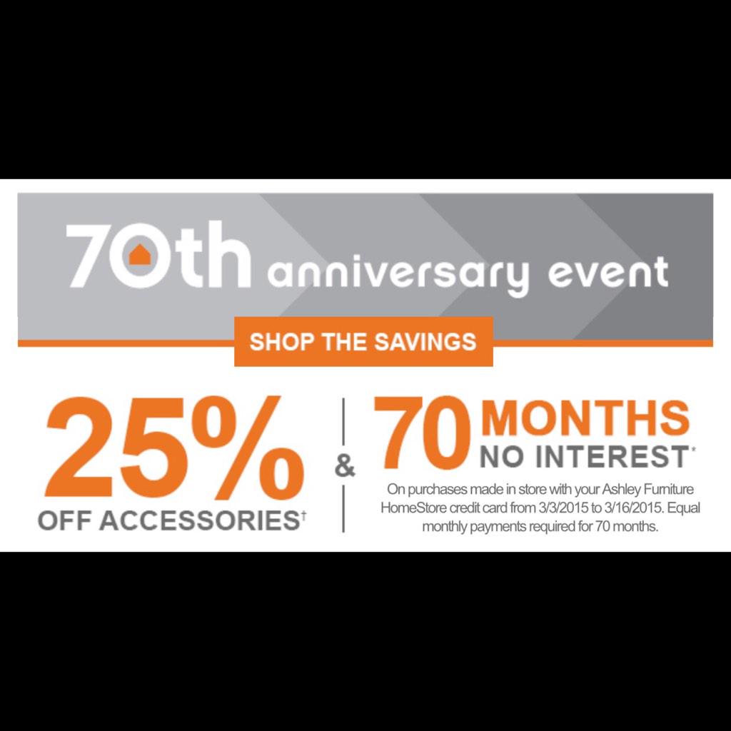 Our 70th Anniversary Event started today! Receive up to 25% off of Accessories or no interest for up to 70 months!