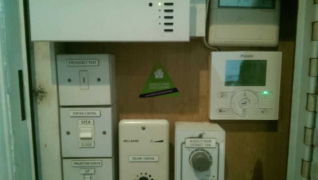 mccubbin_j's tweet photo. Yet more examples of dumb home control in the hotel in Manchester. Not #smarthome #liveinstall #LoxoneTraining http://t.co/rv1ZlNep2X