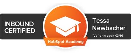ShaunKanary's tweet photo. Making @BaldwinWallace proud! @tessacharis is now @HubSpot #Inbound Certified! #DigitalJacket http://t.co/OXJicK1MKe