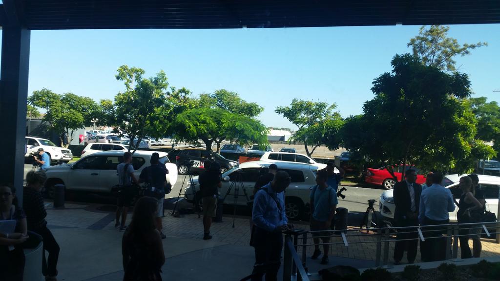 ADAMFLIER's tweet image. "@B105Brisbane: Media scrum outside Southport courts as Karmichael Hunt &amp;amp; 2 Titans players appear on charges