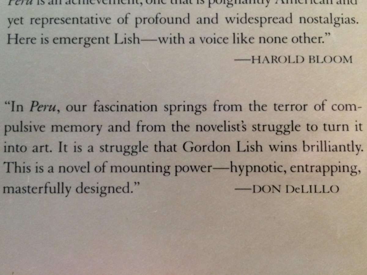 dondelilloinfo's tweet photo. @perival Hi. Big fan. I have an absurd trivium for you: Dalkey truncated DeLillo's blurb for Peru. Here's the 1st: http://t.co/FLdxMpvwCr