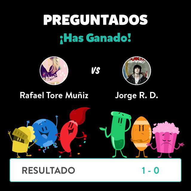 rafadalemambo's tweet photo. ¡Rafael Tore Muñiz ganó una partida contra Jorge R. D. en Preguntados! http://t.co/56urGAiD05 http://t.co/18R6jlC8Lk
