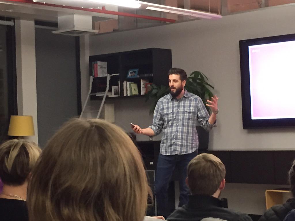 TechnicallyBMR's tweet photo. Nick Whitmoyer is talking pizza, and design at @betamore #refreshbmore http://t.co/hlr3DvFL5V