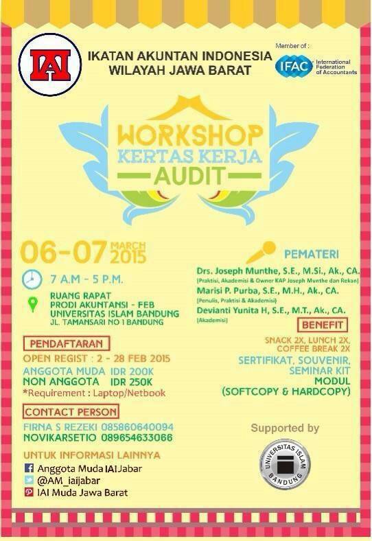 Prodi Akuntansi  Unisba bekerja sama dengan Ikatan Akuntansi Indonesia Jawa Barat, akan mengadakan sebuah workshop.