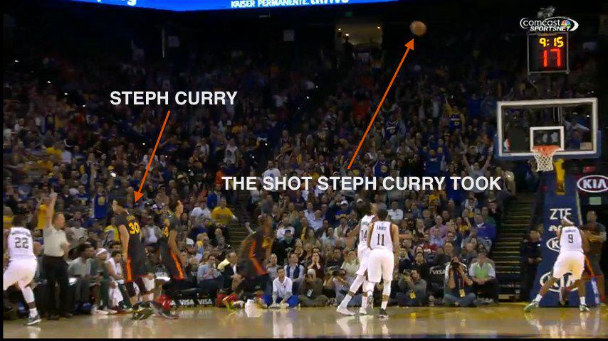 Steph Curry knows he made the shot before it goes in. B_T81iOUoAAE1qJ