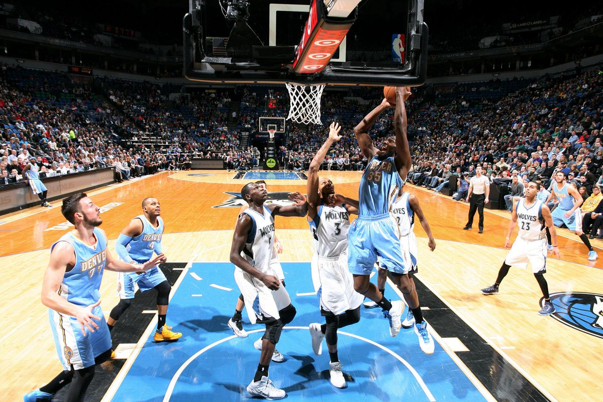 NBA's tweet photo. Faried (18-14) &amp; Barton (17-6) led @denvernuggets to a convincing 100-85 win over @MNTimberwolves. Wiggins had 20-5. http://t.co/IpvV7g0n1w