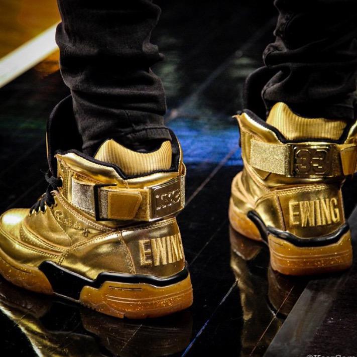 gold patrick ewing shoes