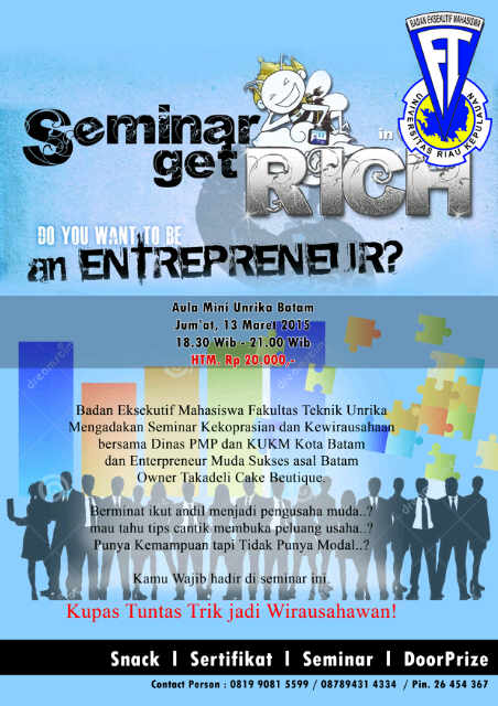 BEMFTUNRIKA's tweet photo. Do you want to be enterpreneur?
come and join us!
Seminar Kekoprasian dan Kewirausahaan
HTM : 20k
cp : 0819 9081 5599 http://t.co/VKScdVDTDh