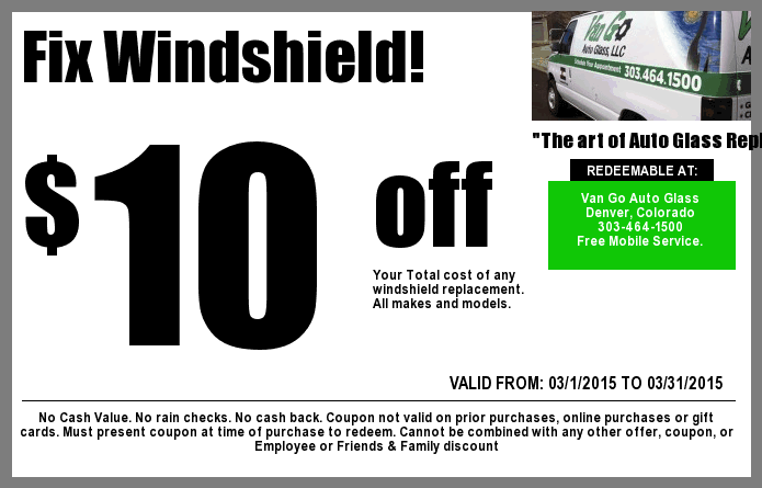 VanGoAutoGlass's tweet image. March Special! $10 off a Windshield Replacement! Just mention/show coupon VanGoAutoGlass.com #Denver #Auto #Glass
