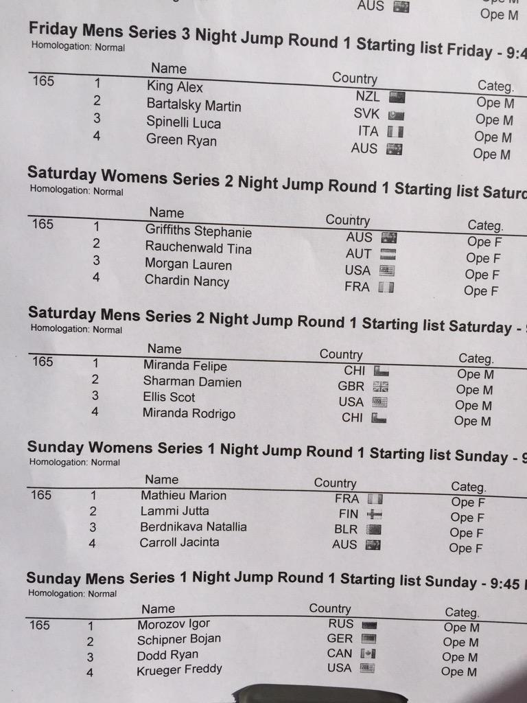 DamienSharman's tweet photo. Night jump start list #moombamasters http://t.co/ajs6hg4mGI