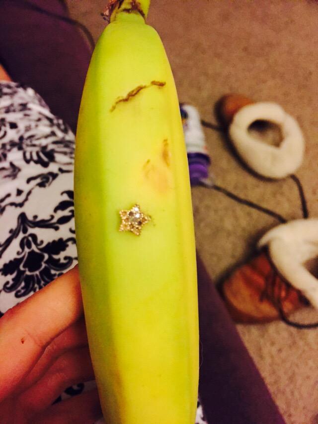 QFC left @damen_joseph & I a present in our banana. #AnEarring