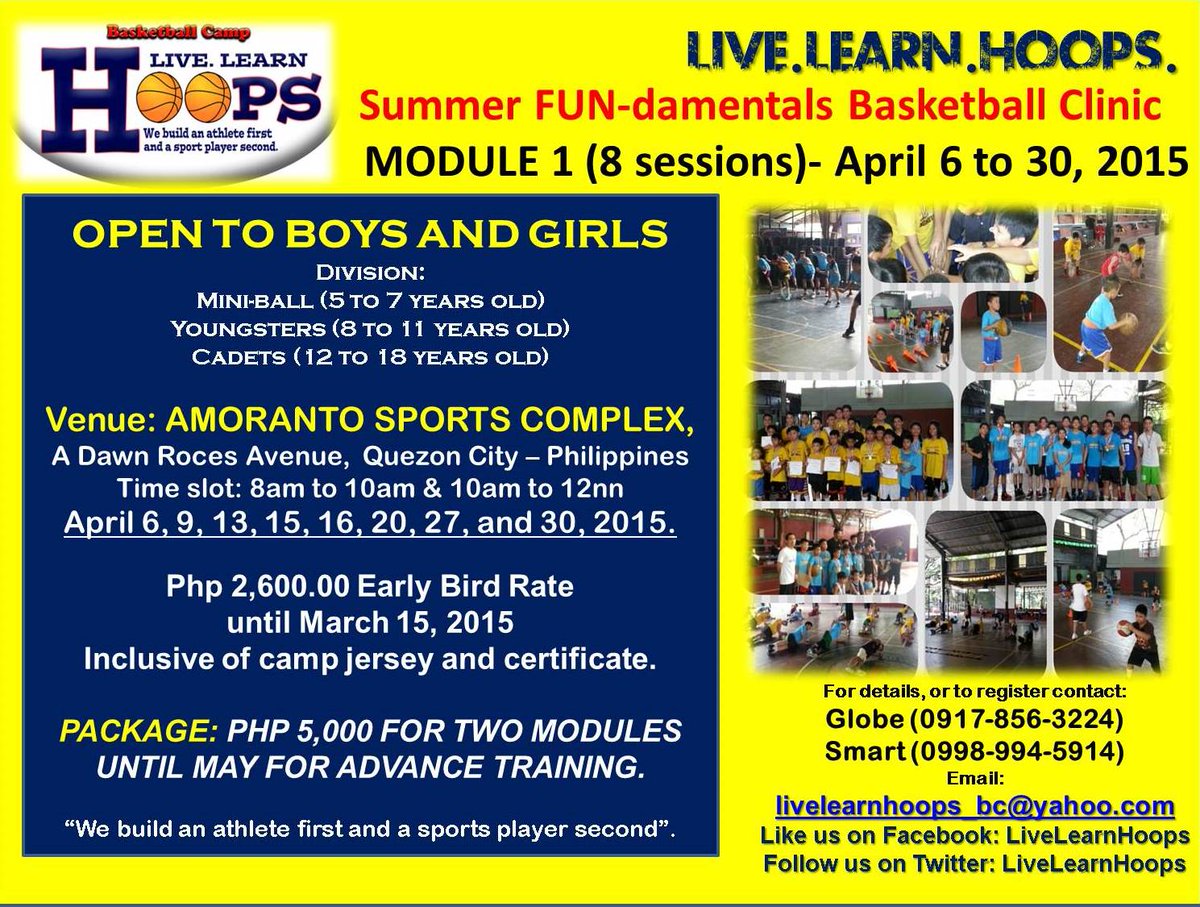 LiveLearnHoops's tweet photo. Live.Learn.Hoops. SUMMER FUNDAMENTALS BASKETBALL CLINIC 2015 @ Amoranto Sports Comple - QC http://t.co/pXtOIq2Id2