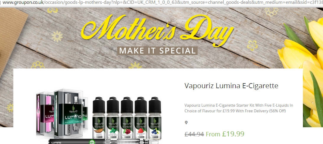 Really #Groupon ! Get your mum #fakesmoking this mothers day. lol