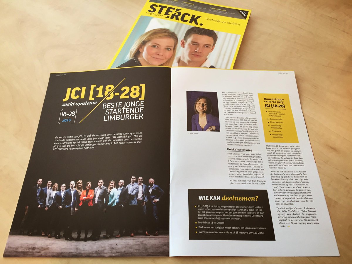 JCI1828's tweet photo. Lees alles over de JCI Award Jonge Ondernemer en [18-28] in de extra @sterckmagazine bijlage. Veel leesplezier! http://t.co/RqUcYmMCeT