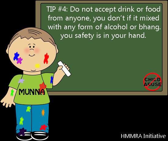 SCAmumbai's tweet photo. #Holi #TipOfTheDay #MunnaSays Beware of #Alcohol &amp; #Bhaang in your food &amp; drink. #StopChildAbuse #SCAmumbai #SpeakUp http://t.co/JYqnbrQ3RU
