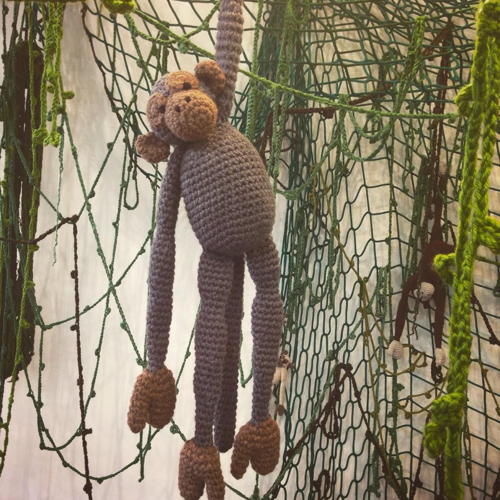 stylishknitting's tweet photo. Check out this little guy that we found at @twistedthread in the crochet jungle! #simplestylishknitting #cheekymonkey http://t.co/hOfEnACrE5