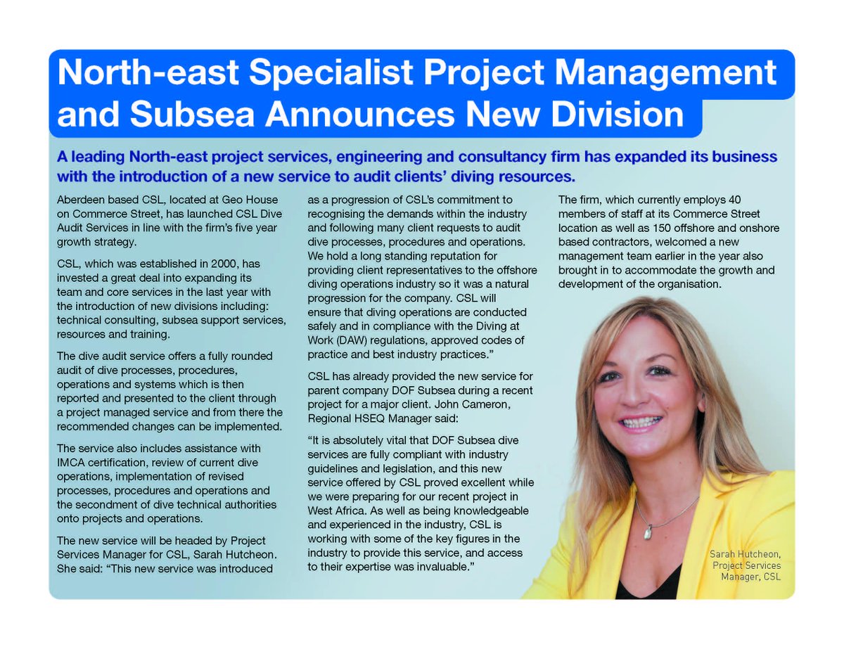 CSLaberdeen's tweet image. CSL Announces New Dive Audit division @subseauknews