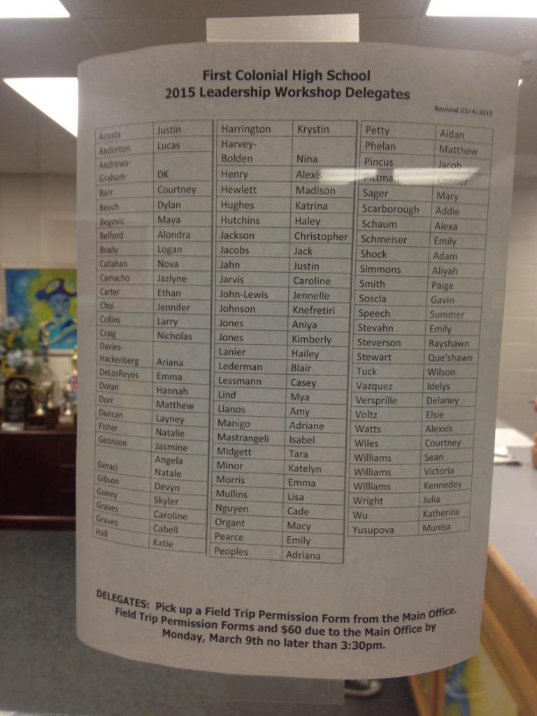 FC_SCA's tweet photo. The list of Workshop Delegates is posted next to the door of the main office!! Check it out! http://t.co/i4jzScOr7W