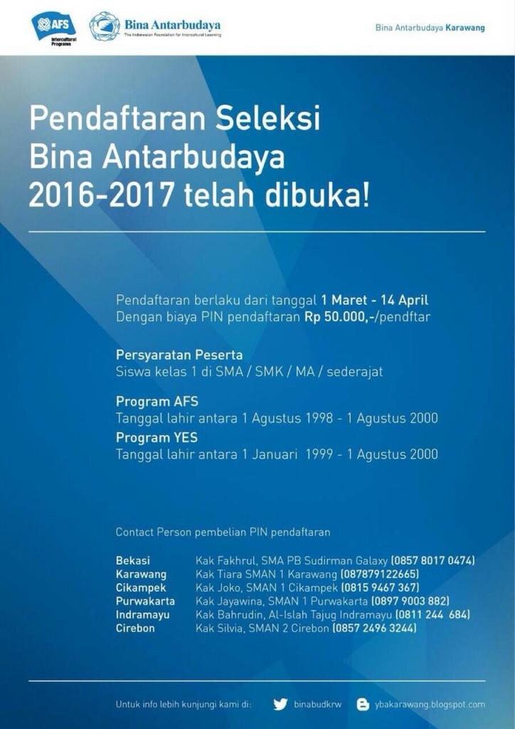 Halo 55!!! Ini yaa buat yg mau ikutan seleksi AFS/YES:) bisa langsung daftar ke cp yg tertera di gambar:) makasihh :)
