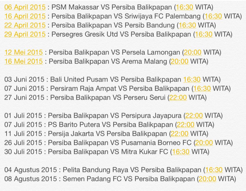 IamPersiba's tweet photo. Jadwal ISL 2015 Persiba Balikpapan Putaran Pertama. Persiba padat di bulan Juli. http://t.co/qUI0fkrg3w