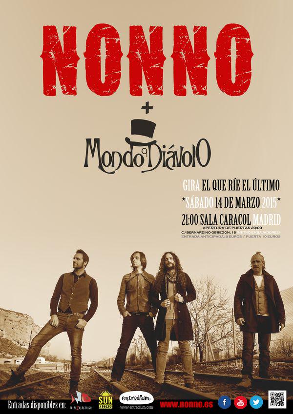 CabinaPOP's tweet photo. El sábado 14 @nonnomusic presentan 
"El que ríe el último"  en @salacaracol  acompañados de @mondodiavolo 
http://t.co/gQkI8L645R