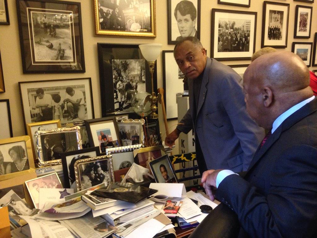 TomCoveSFIA's tweet photo. Historic. @repjohnlewis and @TommieSmith68 talking civil rights and sports.   Awed to be in the room.  #SFIANHTF15 http://t.co/aHBqgVuU1w