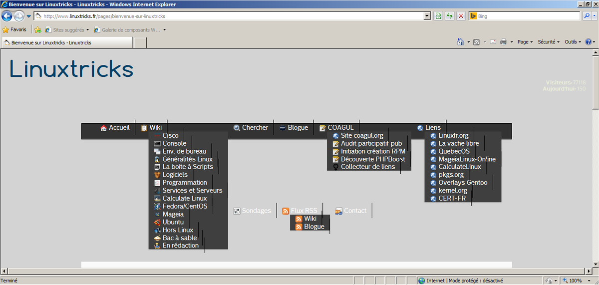 _adriend_'s tweet image. Mon site #Linuxtricks sur #InternetExplorer, quelle catastrophe :&apos;(
