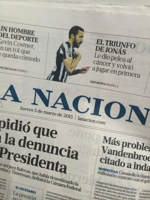 Despertar y ver esto fue genial!! EL TRIUNFO DE JONAS #volvioelgalgojonas  #JonasGutierrez http://t.