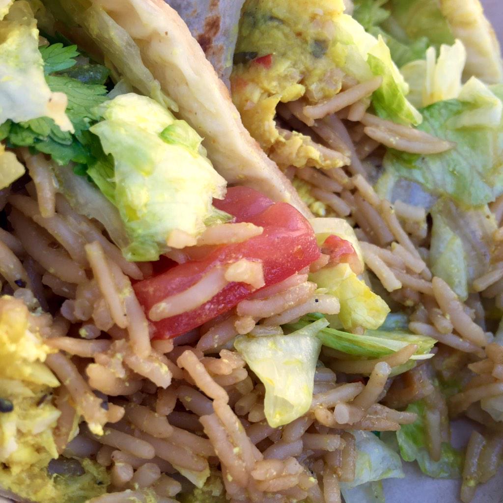 Want something lite and delicious? Grab a Chicken Wrap from <a href="/SabzeeTruck/">Sabzee Foods</a>. Come by OtG: UN Plaza by 2pm today.