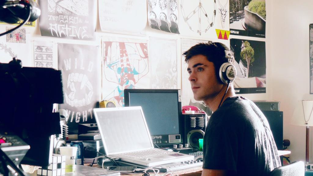 ZacEfron's tweet photo. One track. One dream. Throwback to #ZacEfron in DJ mode on the #WAYF set. #TBT #WeAreYourFriends http://t.co/irNAJjXjlE