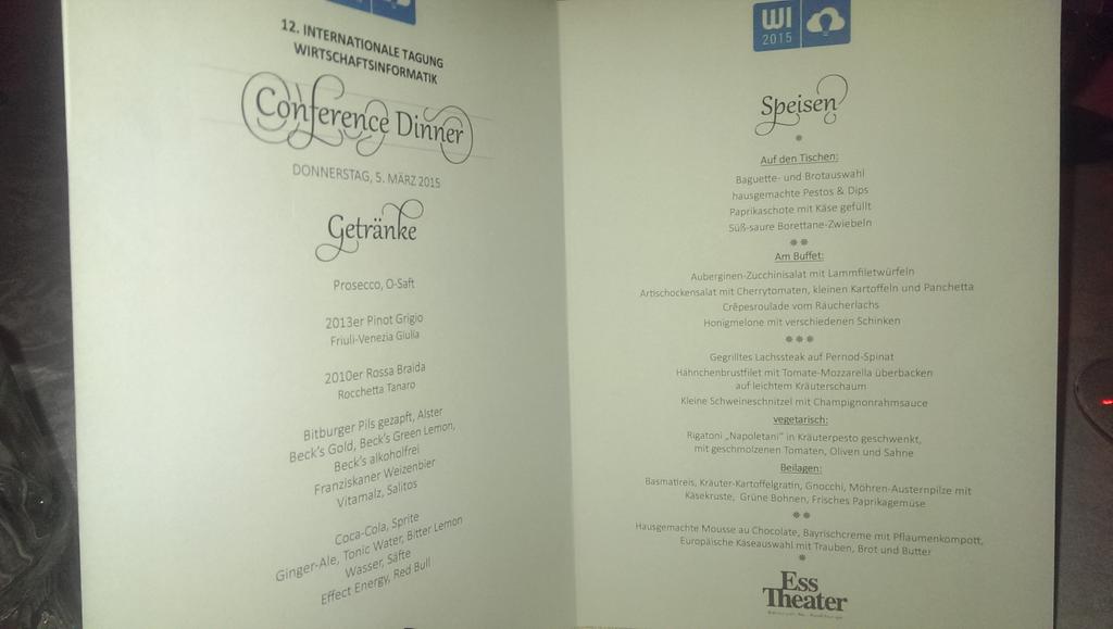 Conference Dinner im Alando Palais, gerade mit der Tommy Schneller Band live on stage. #WI2015