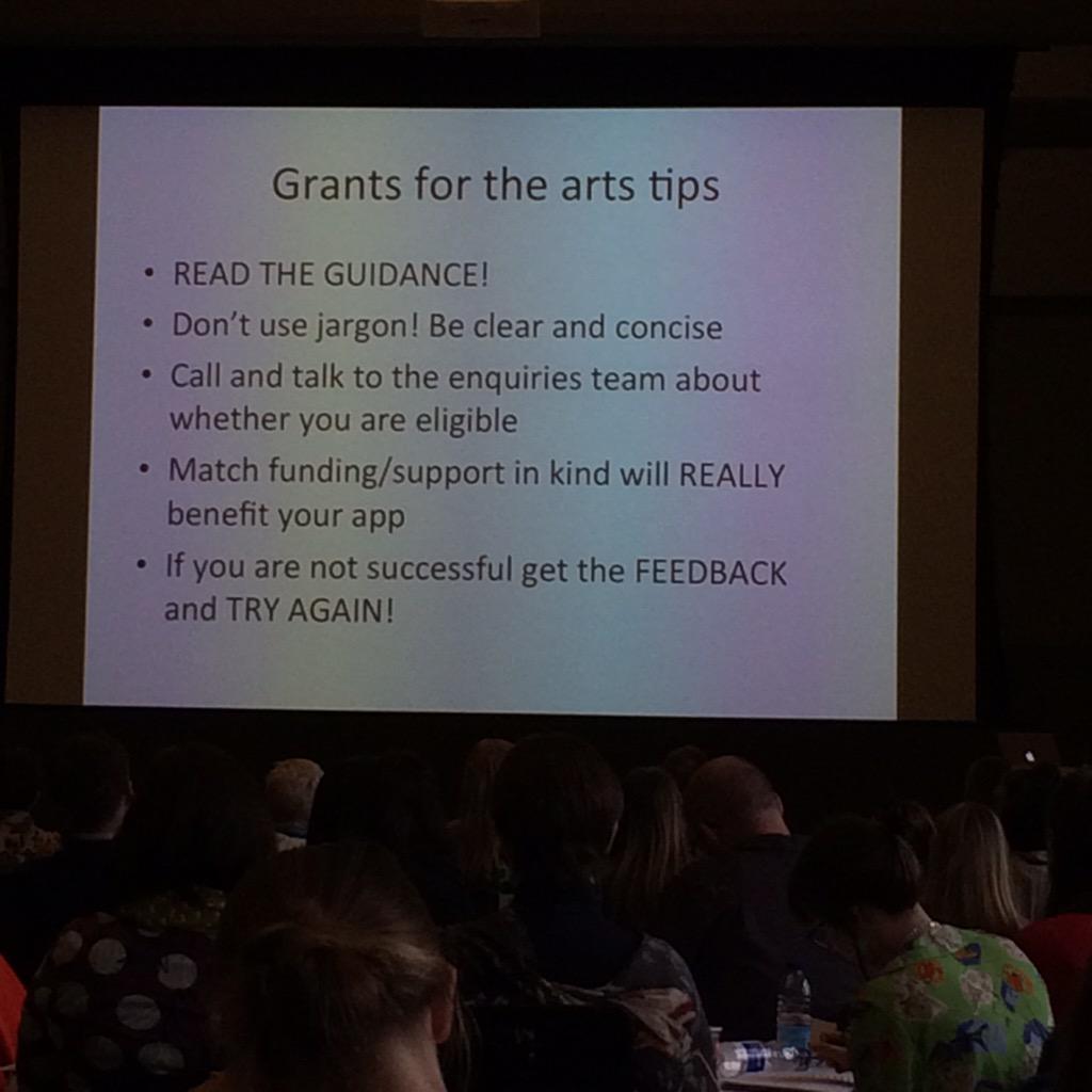 JaneDzisiewski's tweet photo. Excellent tips for funding applications via @katiaschmatia #yourcraftfuture. Strictly no #artybollocks http://t.co/UnXUKLzGa1