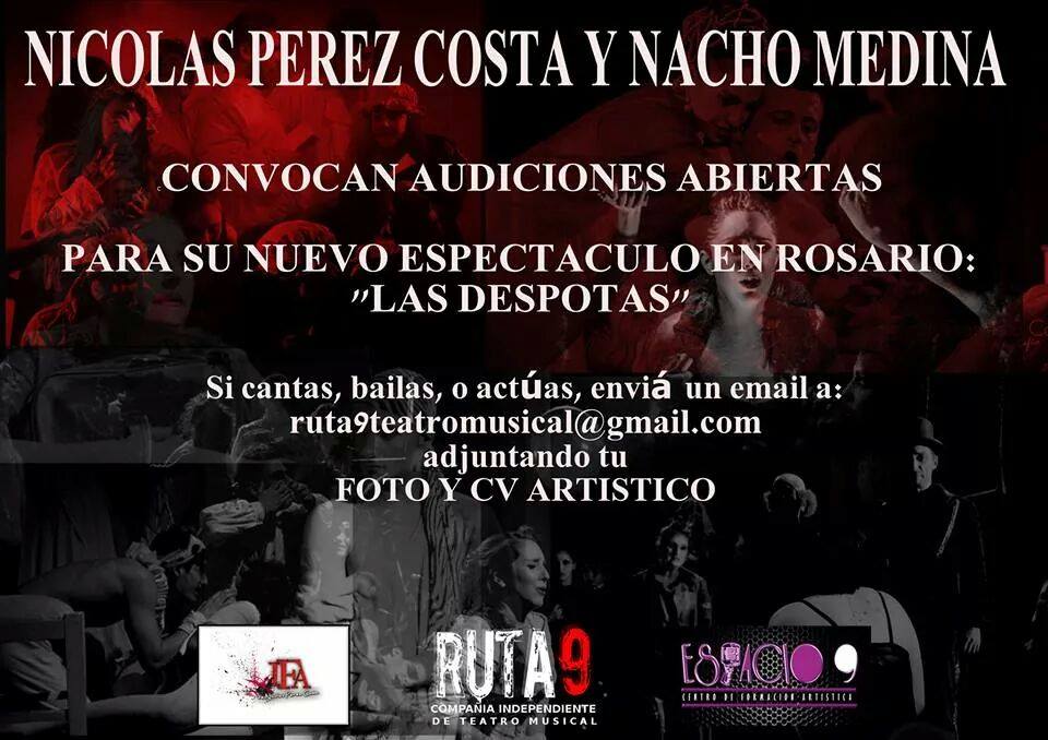 ruta9musical's tweet photo. @Nicoperezcosta  y @Natchmedina  convocan audiciones en #ROSARIO #TEATROMUSICAL #MARZO http://t.co/eaot8rAXgI