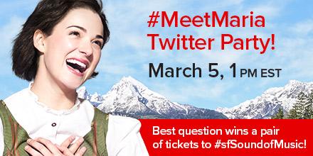 stratfest's tweet photo. #MeetMaria #TwitterParty starting in an hour! Hope you have your Qs ready for Maria? #soundofmusic #sfSoundofMusic http://t.co/ZSeAUWIgiM