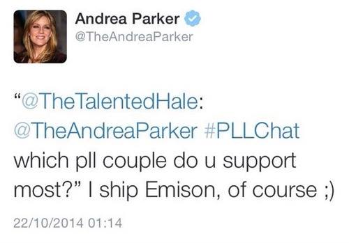 mpdasilvaa's tweet image. Andrea Parker is an Emison shipper :D :D #Emison4ever