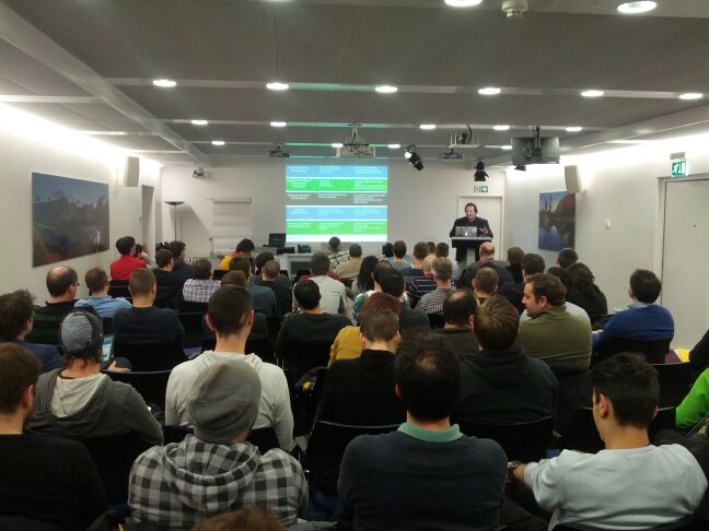 seanrmurphy's tweet image. Great crowd at the @openstackch meet this eve... That's @midokura at the stand #openstackch #openstack @icc_lab